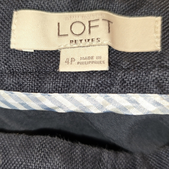 LOFT Petites Navy Linen Blend A-Line Skirt – Size 4P - Picture 3 of 4